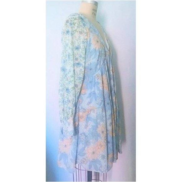 J. CREW BLUE PEACH FLORAL CHIFFON BABYDOLL SWING DRESS 10 NWT - Picture 4 of 13